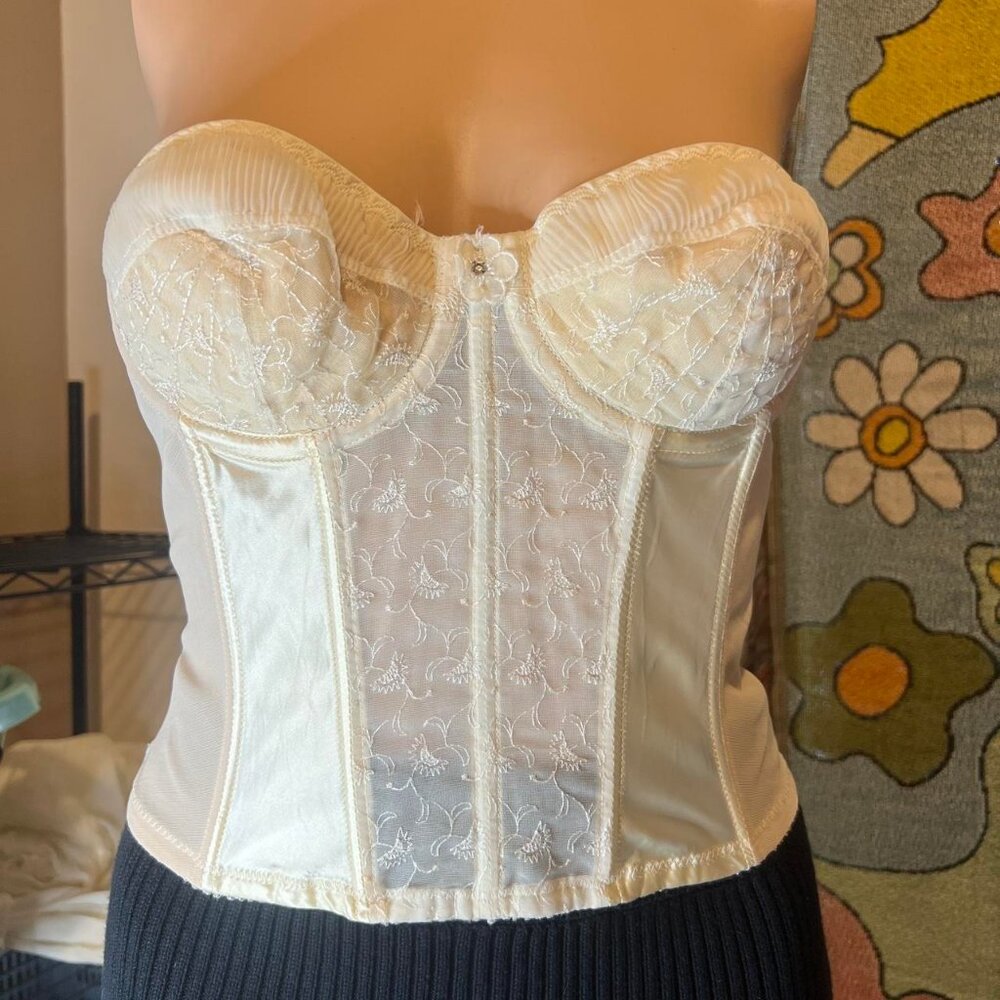Vintage White Beaded Floral Corset Top